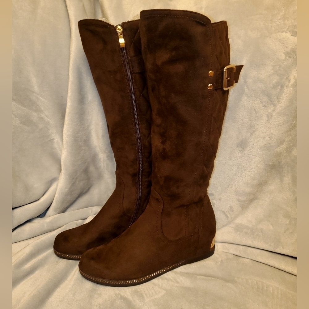 WINTER FASHION BOOTS BROWN QUILTED SIZE 10 VITTORIO D' FIRENZE